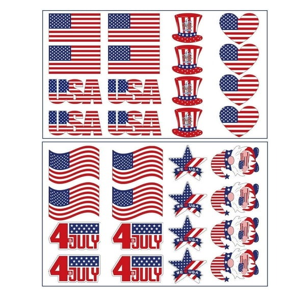 20 Sheets 4th of July Temporary Tattoos for Women and Kids, American Party Favors, Independence Day Party Supplies, Waterproof Art Stickers