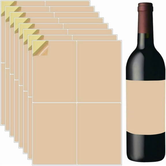 20 Sheets 80Pcs Wine Bottle Paper Labels Printable Light 6 x 4 Inch Self Adhesive Kraft Blank Wine Label Sticker Covers for diy making