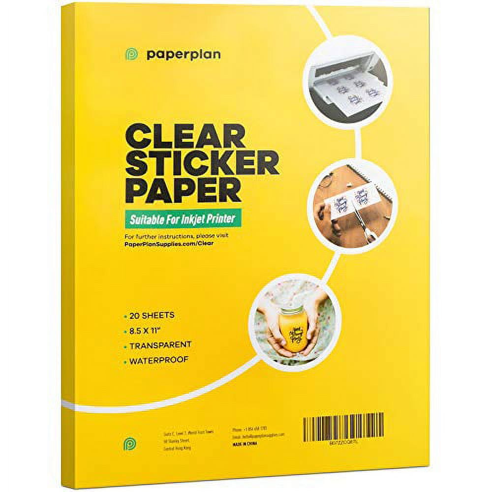 20 Sheets) 90% Clear Sticker Paper for Inkjet Printer - Glossy 8.5