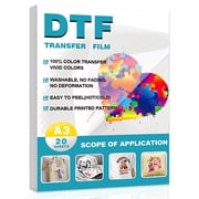 20 Sheets A3 DTF Transfer Film 11.7x16.5 Double Sided Matte Cold Hot Peel PET Heat Transfer Paper Compatible for DTF Inkjet Printers Suitable for Beginners All Fabrics