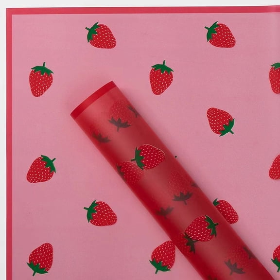 FWSA WRAPS Floral Bouquet Wrapping Paper, 20 Sheets, Strawberry-Patterned, 22 x 11 Inches