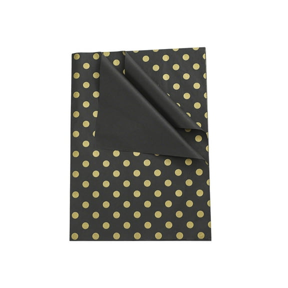 20 Sheets Black Gold Tissue Paper, Gold Dots Design, for DIY Gift Wrapping, Holiday & Birthday & Commemoration Day Gift Decoration,19.7"x13.8"