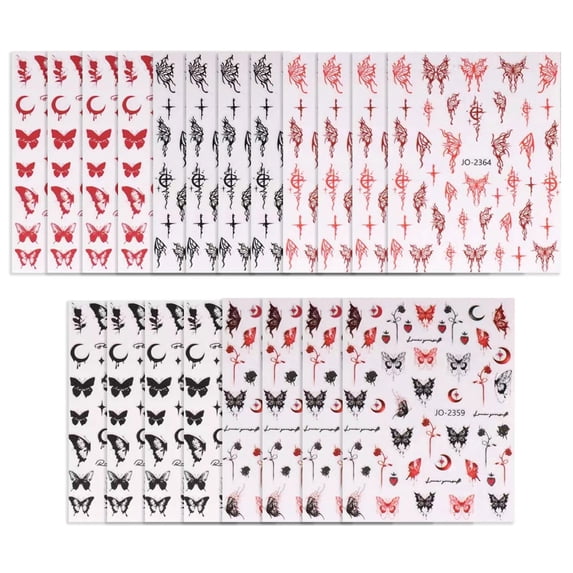 20 Sheets Butterfly Nail Stickers Nail Accessories for Nail Art Decorations Supplies, Multiple Colors, 10.5*8cm-Style:Style 2;