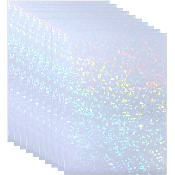 20 Sheets Clear Holographic Laminate Sheets, Holographic Vinyl Sheets, Glitter Laminate Sheets, Holographic Overlay Waterproof Transparent Film (11.7 x 8.3 Inch, Gem Patterns)