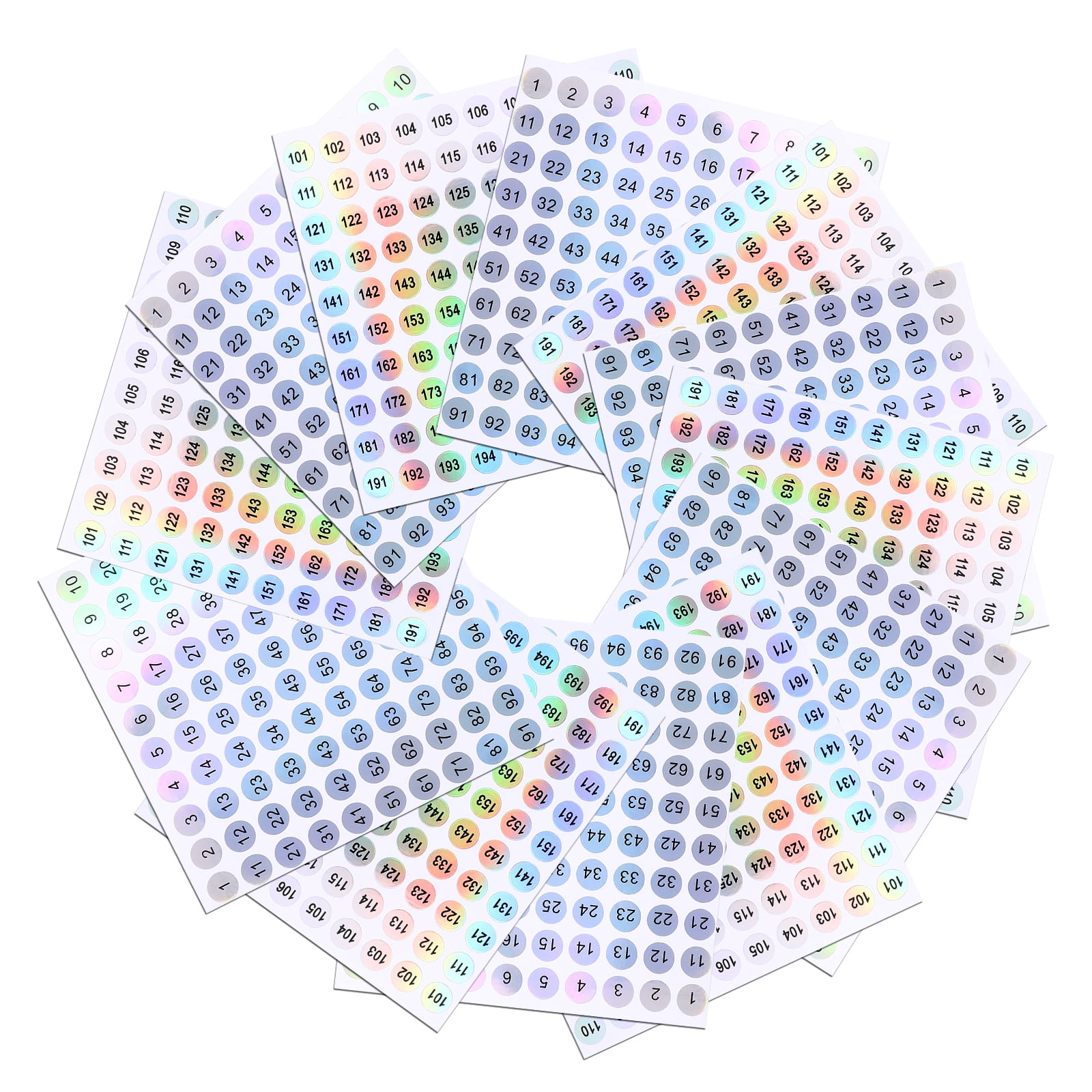 20 Sheets Color Changing Round Number Stickers Circle Waterproof Office ...