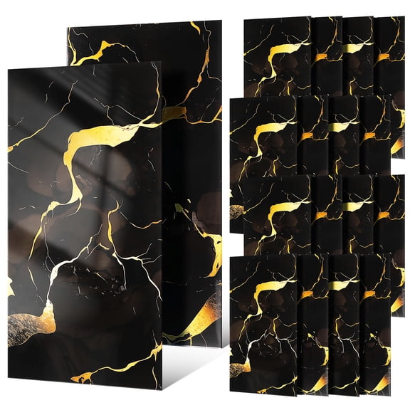 20 Sheets Durable Marble Pattern Wall Panels - 23.6"x11.8" Peel & Stick XPE Foam for Home Renovation(Black)