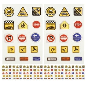 20 Sheets Educational Traffic Sign Stickers for Kids Road Sign Decals for Playroom and Classroom DIY Transportation Theme Stickers to Traffic Safety