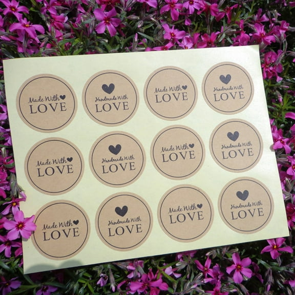 20 Sheets Round Handmade Sealing Stickers for Cookie Bags, Baking Packaging, Box Decoration, 3.8cm Diameter, 12 Stickers Each Sheet