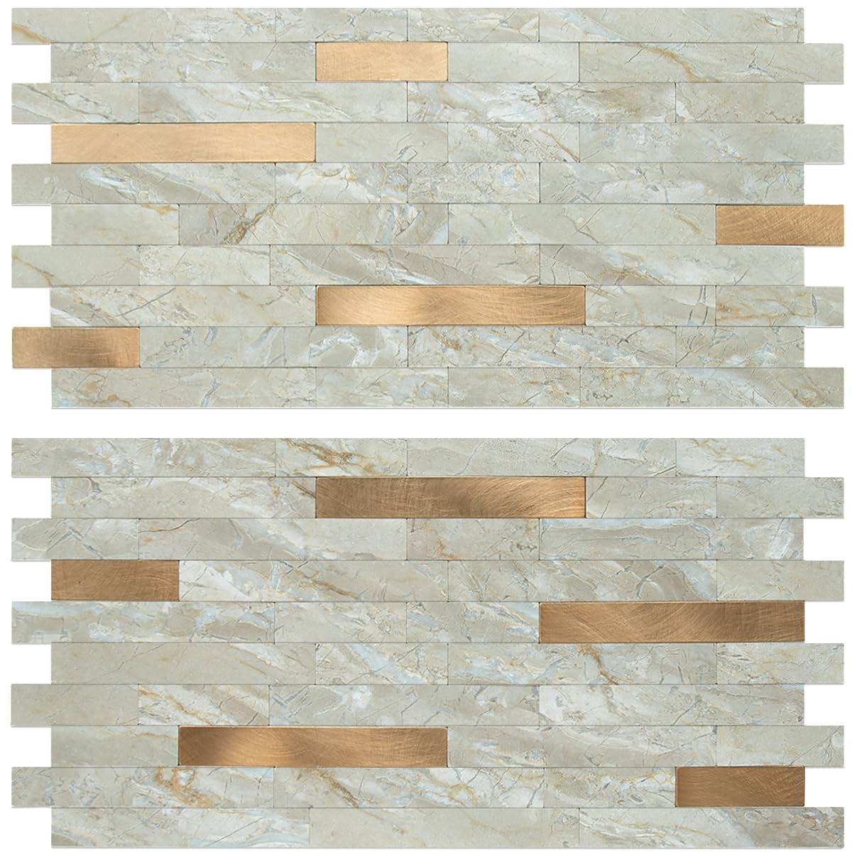 20 Sheets Faux Stone Peel And Stick Backsplash  Light Brown Marble Look Pvc Wall Tiles On For Kitchen