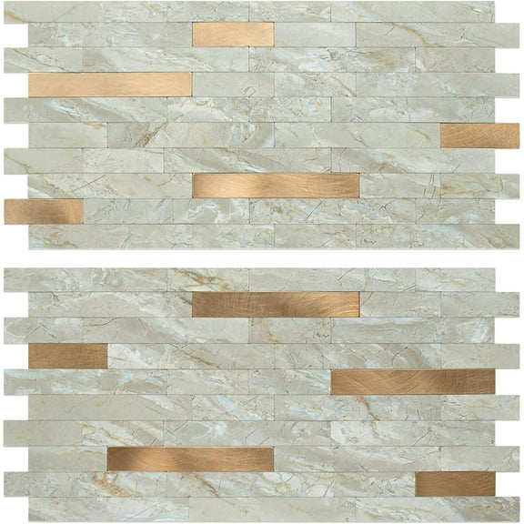 20 Sheets Faux Stone Peel and Stick Backsplash, Light Brown Marble Look PVC Wall Tiles Stick on Backsplash for Kitchen