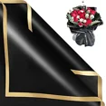 thumbnail image 1 of 20 Sheets Flower Bouquet Wrapping Paper Black Wrapping Paper Floral Paper Waterproof Wrapping Paper for Flower Bouquet,Black Gift Wrapping Paper for Birthday,Halloween,Wedding Decor(Gold Edge), 1 of 6