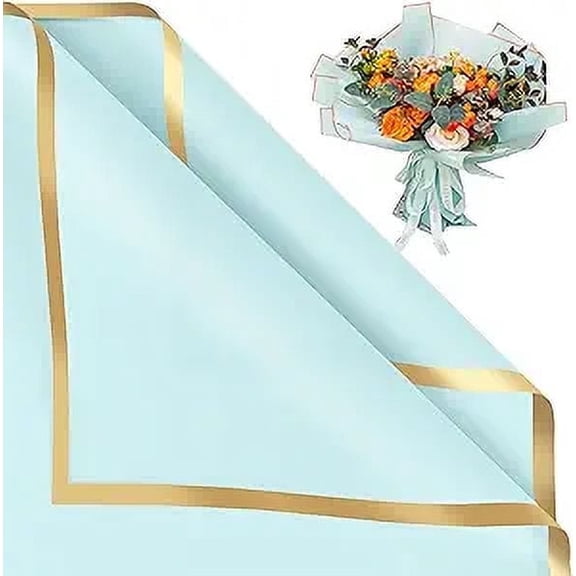 20 Sheets Flower Bouquet Wrapping Paper Blue Wrapping Paper Floral Paper Waterproof Wrapping Paper for Flower Bouquet,Blue Gift Wrapping Paper for Birthday,Wedding Decor,Shower Party