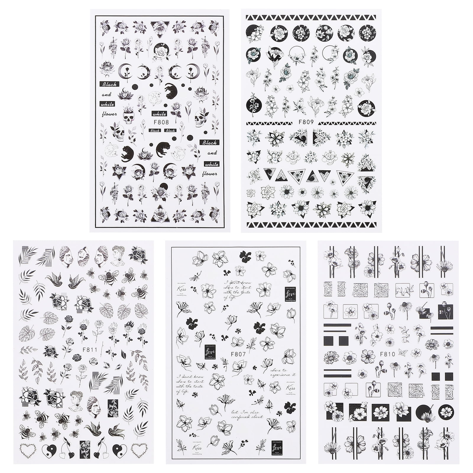 20 Sheets Flower Nail Decal Fingernail Stickers Fashion Nail Art