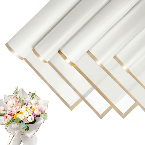 20 Sheets Flower Wrapping Paper - Flower Bouquet Wrapping Paper for DIY Crafts Packaging, Waterproof Flower Paper Wrap for Wedding, Birthday, Flower Shop (White, 22.8''x22.8'')