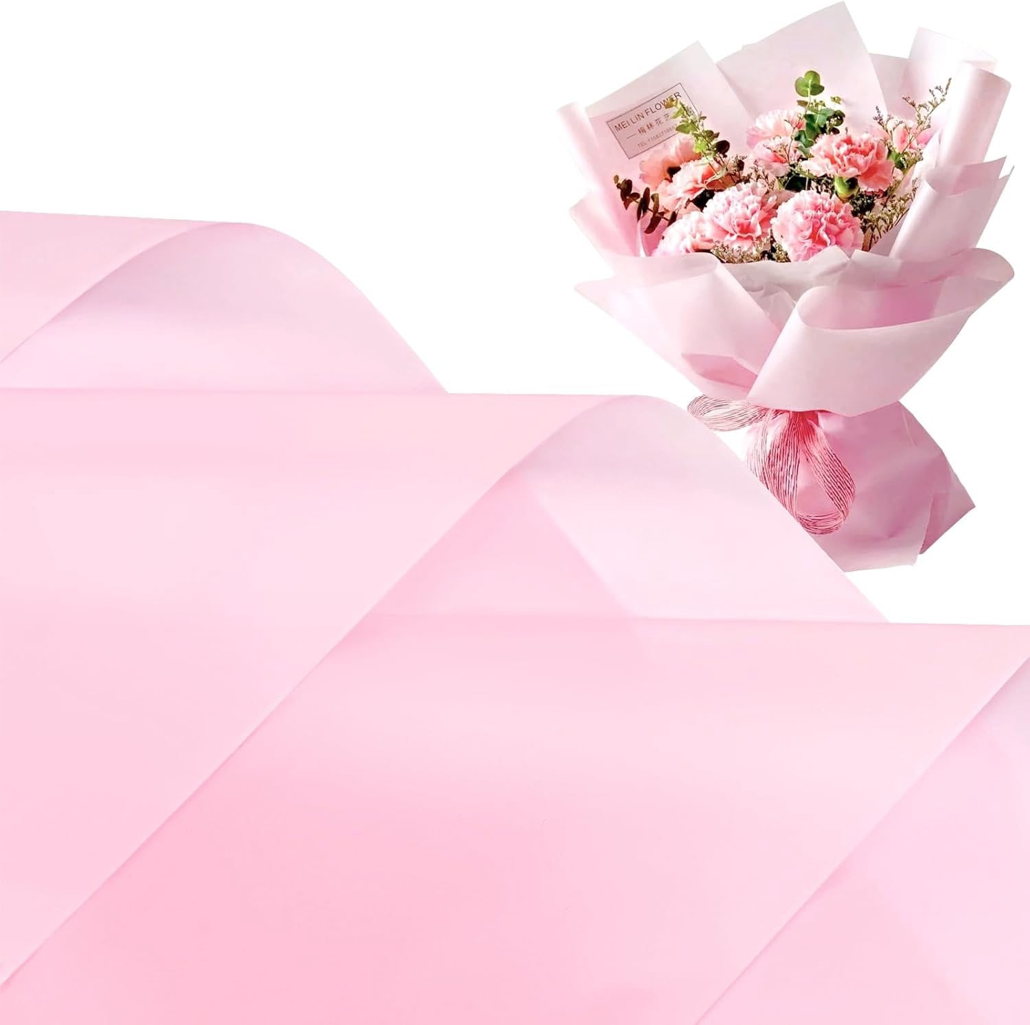 20 Sheets Flower Wrapping Paper, Translucent Korean Floral Paper for ...