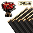 thumbnail image 1 of 20 Sheets Flower Wrapping Paper, Waterproof Black Bouquet Wrapping Paper, 22.8''x22.8'' Floral Gold Edge Wrapping Paper for Wedding Birthday DIY, 1 of 7