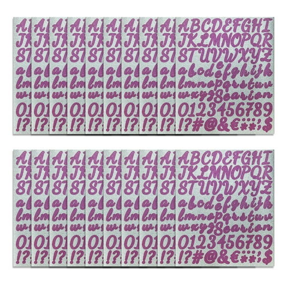 20 Sheets Colorful Letter Number Sticker Glittering Sticker Letter Number Decals