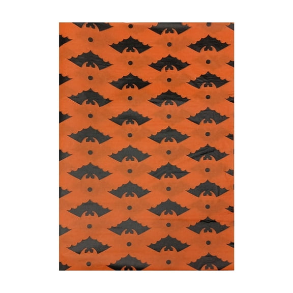20 Sheets Halloween Wrapping Tissue Paper, 13"x19" Black and Orange Bat Print Gift Wrap Paper for Holiday Party Favors