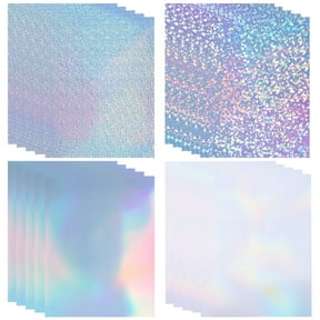 20 Sheets Holographic Sticker Paper for Inkjet & Laser Printer, 8.5x11 inch Printable Vinyl Sticker Paper, Dries Quickly Waterproof Sticker Paper, Diamond/Rainbow/Dots/Transparent
