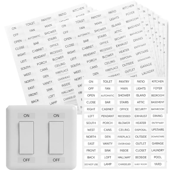 20 Sheets Identification Light Switch Labels, Transparent Light Switch Stickers, Waterproof Switch Panel Label for Home, Kitchen, Bathroom