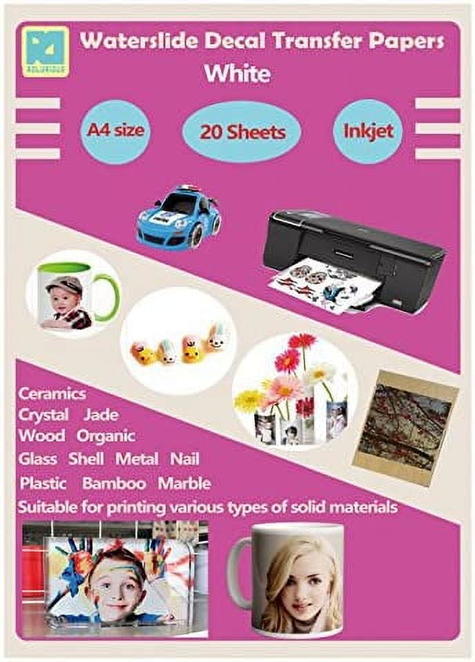 20 Sheets Inkjet White Waterslide Decal Paper A4 Size DIY Printable ...
