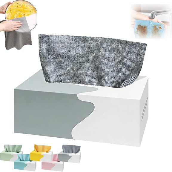 20 Sheets Microfiber Cleaning Cloth in Box, 7.9x7.9in Reusable Lint-Free Towels, High Absorbency Multi-Purpose Rags for Home & Kitchen