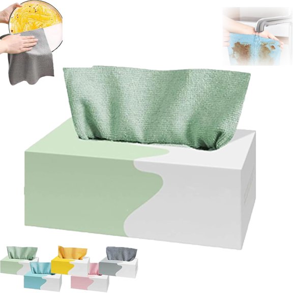 20 Sheets Microfiber Cleaning Cloth in Box, 7.9x7.9in Reusable Lint-Free Towels, High Absorbency Multi-Purpose Rags for Home & Kitchen