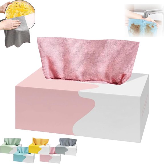 20 Sheets Microfiber Cleaning Cloth in Box, 7.9x7.9in Reusable Lint-Free Towels, High Absorbency Multi-Purpose Rags for Home & Kitchen