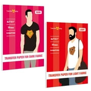 20 Sheets Mixed Dark + Light Printable Heat Transfer Vinyl Sheets, Iron-on Transfer Paper for Inkjet & Laserjet Printers, 8.5x11
