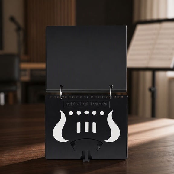 20 Sheets Music Flip Folder for Marching Band, Plastic Flip Folder Pages with 2 Metal Buckles, Black