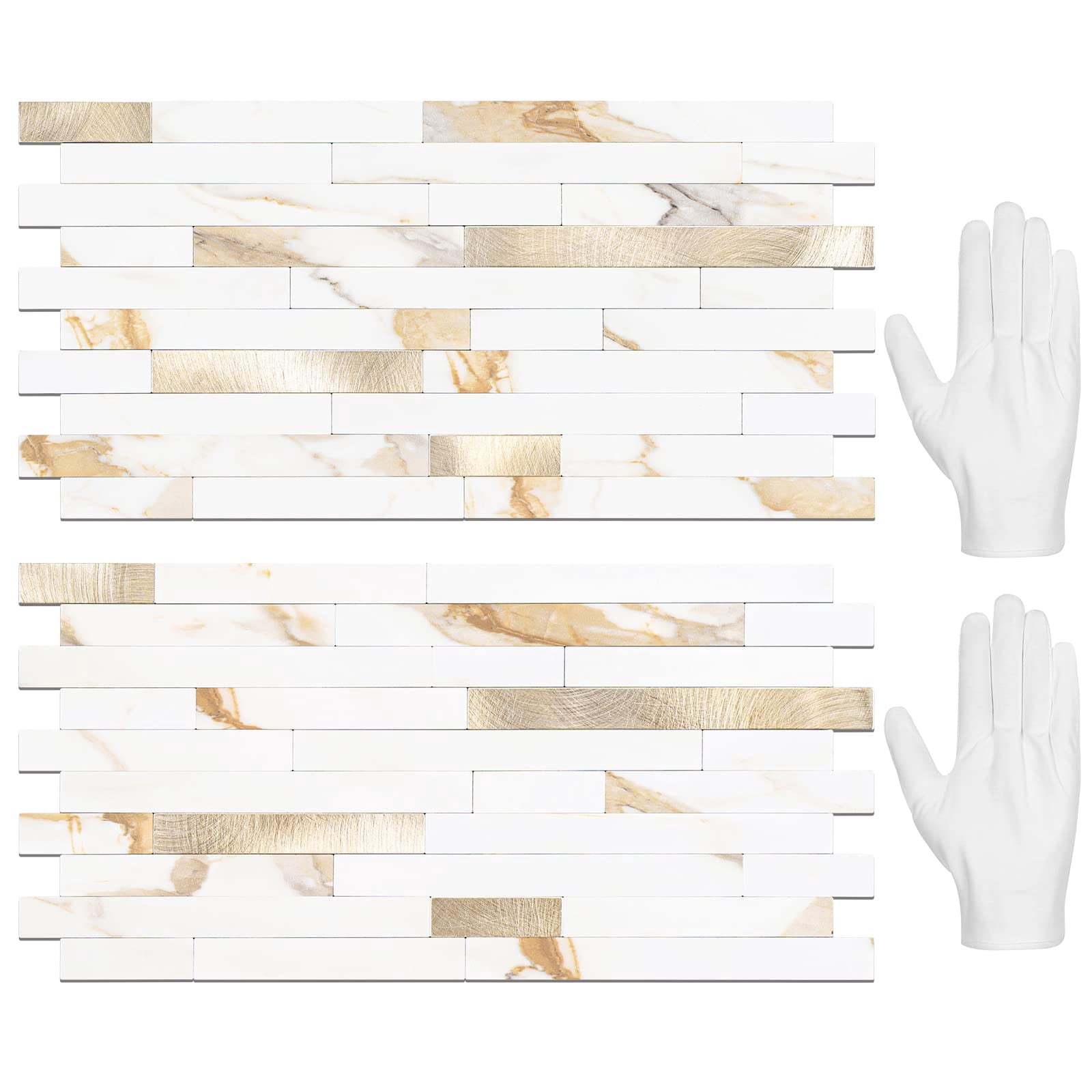 20 Sheets Peel And Stick Backsplash Tile  On For Kitchen Bathroom Calacatta Marble Look Pvc Mixed Self Adhesive Wall Tiles