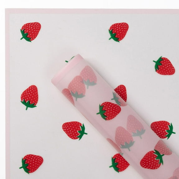 FWSA Wraps Strawberry Pattern Flower Bouquet Wrapping Paper, 20 Sheets Pink Flower Wrapping Paper22.1x22.1 Inch