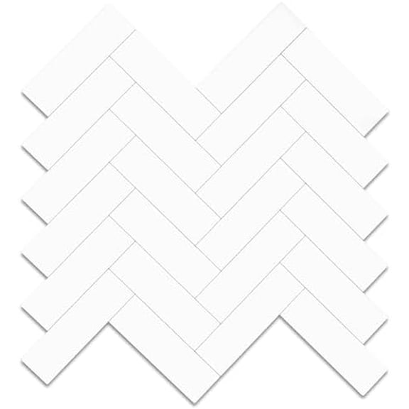 20 Sheets Polished White Herringbone Peel and Stick Backsplash for Kitchen Walls, Heat Resistant Stick on Backsplash PVC Tiles,Waterproof Peel and Stick Tile for Bathroom&Shower