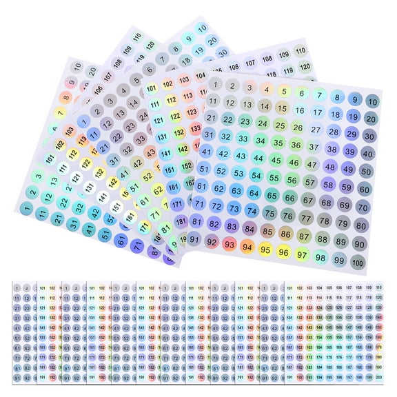 20 Sheets Post Braille Stickers Numbers Color Changing Round