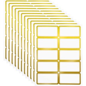 20 Sheets Printable Shipping Labels Matte White with Metallic Gold Border, Writable Printable Adhesive Sticker Blank Shipping Labels(10 Pieces/Sheet,2 x 4 Inch)