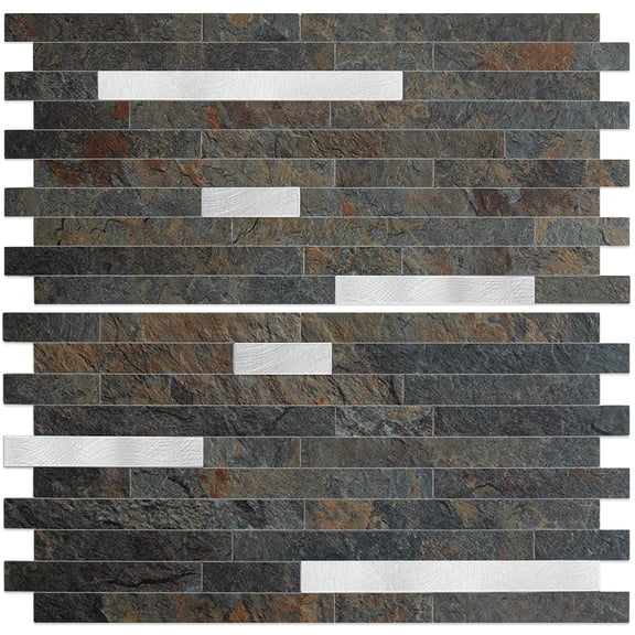 20 Sheets Rust Slate Peel And Sticksplash Pvc Mixed Metal Wall Tile On For Kitchen Bathroom