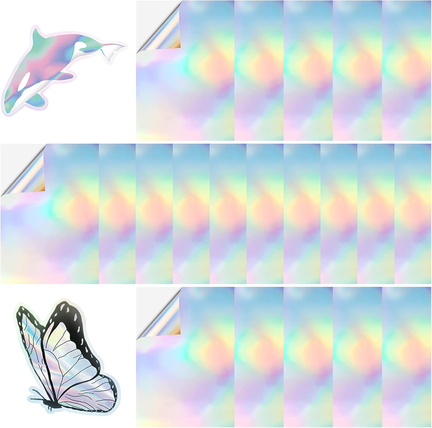 20 Sheets Sticker Paper for Printer A4, Holographic Sticker Paper
