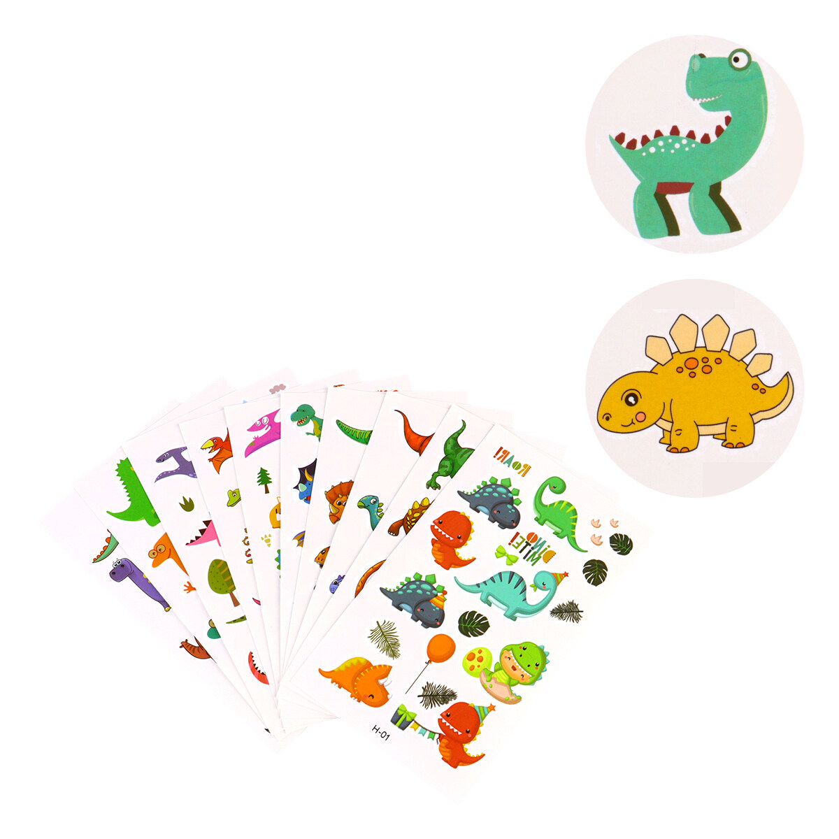 20 Sheets Temporary Dinosaur Tattoos Set Children Face Temporary