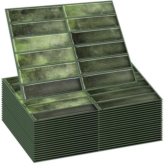 20 Sheets Tile Peel and Stick Backsplash 11.42 x 9.84 3D Inches Wall Kitchen Stick on Tiles for Kitchen Marble Tiles (Green)$$Tools & Hardware Other