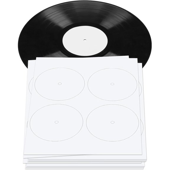 20 Sheets Vinyl Record Center Label with Hole for 12 Inch Long Playing Record 4 Inch Round Labels White Circle Stickers for Worn Damaged Replacement, 4 pcs Each, 80 Total