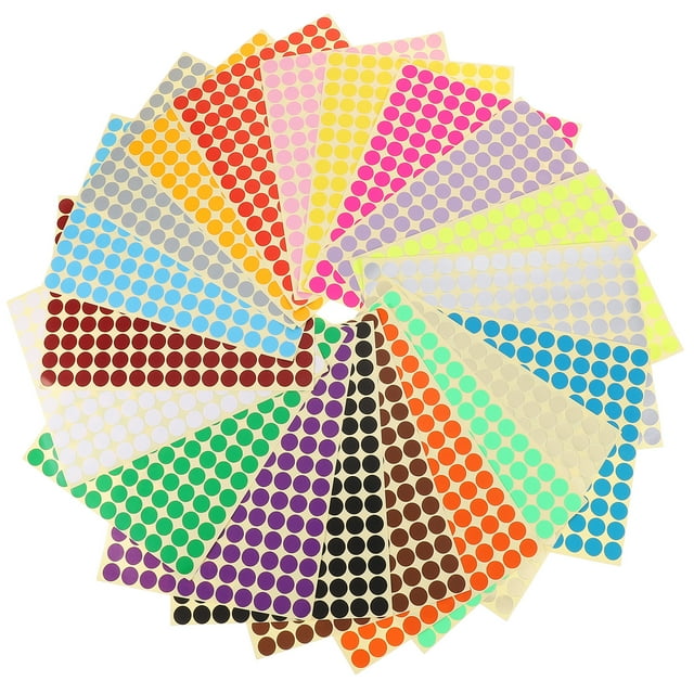 20 Sheets of Colored Dot Stickers Round Color Coding Labels Classify
