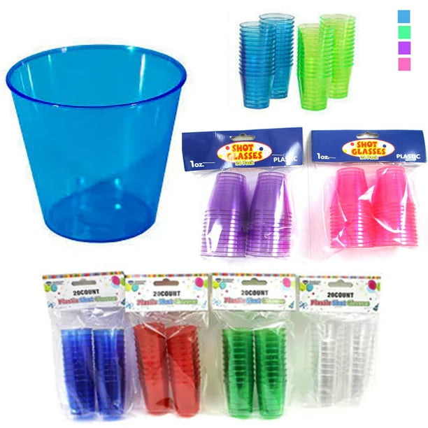 20 Shot Glasses Hard Plastic 1 Oz Mini Wine Glass Party Cups Barware