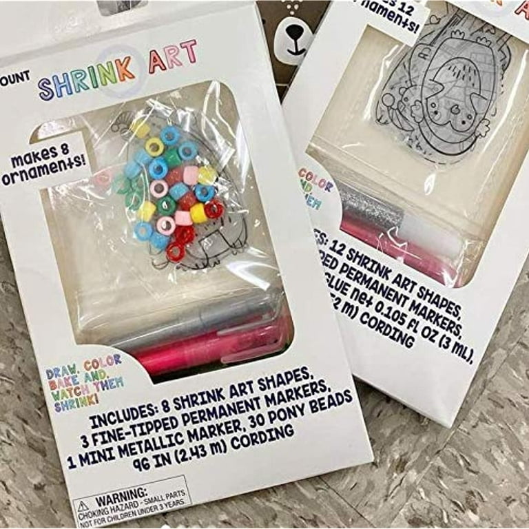20 Shrink Art Ornament Set - Draw, Color, Bake and Watch Them Shrink. Kids  Craft Activity