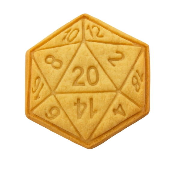 20-Sided Dice Cookie Cutter & Stamp 4x3.46" for Baking Fondant Clay Embosser