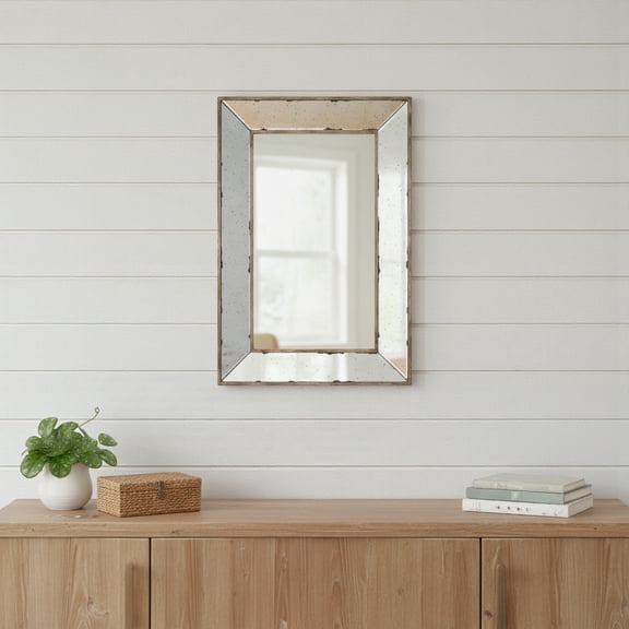20" Silver Framed Antiqued Accent Mirror