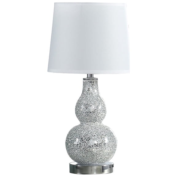 20 Silver Mirrored Crackle Glass Mosaic Curvy Table Lamp