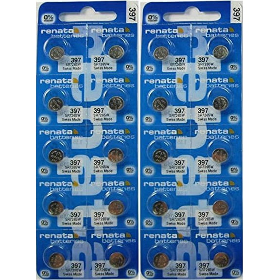 20 Silver Oxide 397 Zero Mercury Electronic Renata Batteries