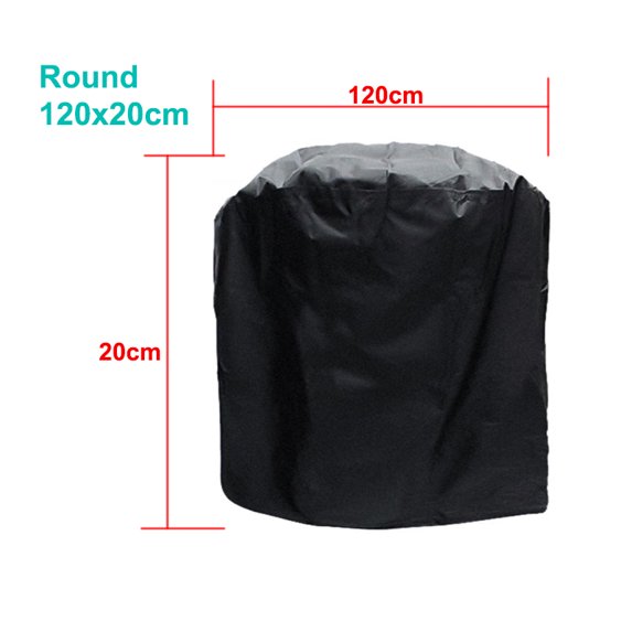 20 Size Garden Courtyard BBQ Grill Cover Outdoor Oven Waterproof Dust Cover Oxford Cloth Protective Cover Round Furniture Cover (Black120x20cm)