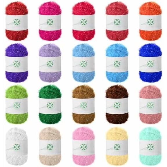 20 Skeins Scrubby Yarn for Dishcloths Assorted 20 Colors for Crocheting Polyester Scrubby Assortment Pastel Yarn for Knitting Dishwashing Dishcloths Craft Project