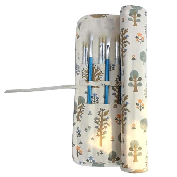 20 Slot Paint Brush Holder Canvas Pouch Roll Up Art Storage Bag Green